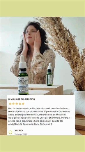 Acido Ialuronico de La Saponaria: di 300 recensioni sul sito e 5 stelle su 5! 💫 Come fa ad essere così amato? 💧 Per la sua azione rimpolpante 💧 Per la sua texture leggera adatta a tutti i tipi di pelle 💧 Perchè è certificato bio Cosmos Organic 💧 Perchè è dermatologicamente testato per pelli sensibili 💧 Perché l'efficacia è clinicamente testata 💧 Per il suo prezzo super conveniente: solo 9,90€ Scopri il tuo prossimo mai più senza! ⭐ | La Saponaria