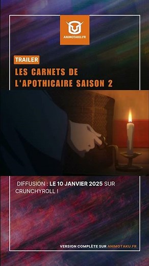 🎬 NOUVEAU TRAILER pour la SAISON 2 de l'anime "Les Carnets de l'Apothicaire". 🍵