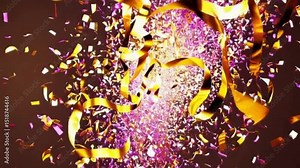 きらきらのクラッカーのテープが飛んでいる