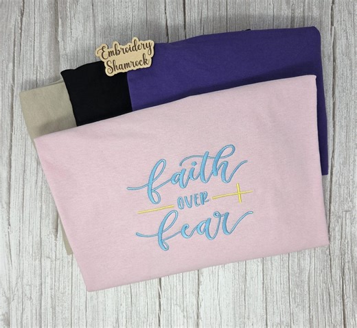 Faith Over Fear Embroidered Long Sleeve Shirt, Unisex - Etsy