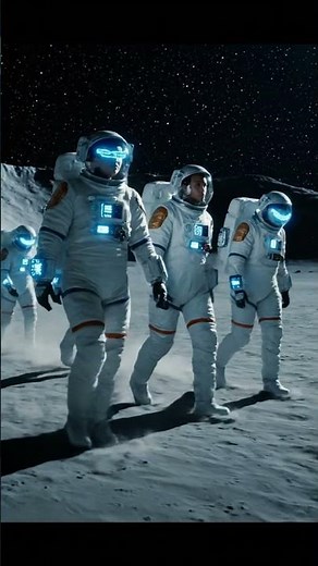 Futuristic Astronauts Walking on the Moon | Tactical Space Crew in Action 🌙
