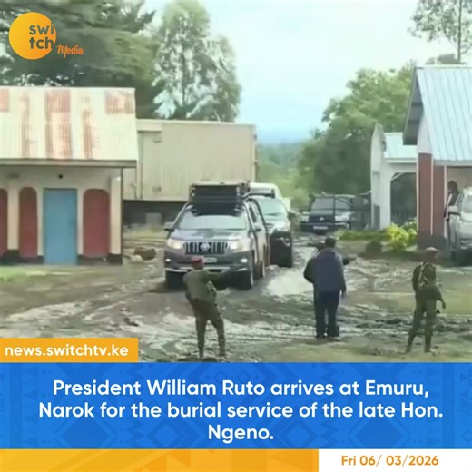 President William Ruto arrives at Emuru, Narok for the burial service of the late Hon. Ngeno. 📹 Courtesy #PresidentWlliamRuto #JohanaNgeno #fyp