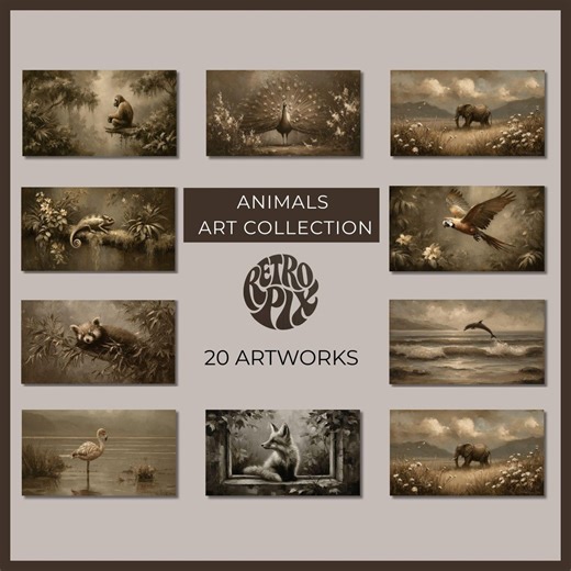 Vintage Wildlife Art Prints, Neutral Animal Paintings, Gallery Wall Decor (digital Download) - Etsy