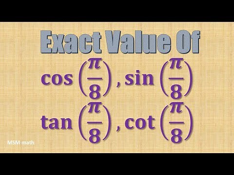 How To Find cos(pi/8) ;sin(pi/8) |MSM math