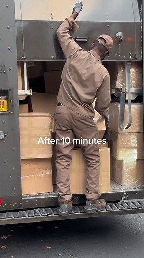 Delivery Person's Efficient Box Handling Skills