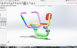 用SolidWorks制作的：划船式健身器