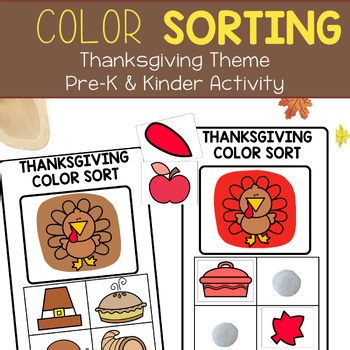 Thanksgiving Color Sorting Preschool Activity Pre-K Learning Colors Centers