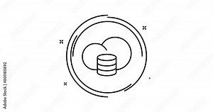 Cloud data storage 2d animated outline icon. Cloud data storage rotation appearance 4k motion design animation for web, mobile and ui design