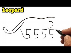 How to turn 55555 Number into a Leopard Drawing | How to draw a leopard