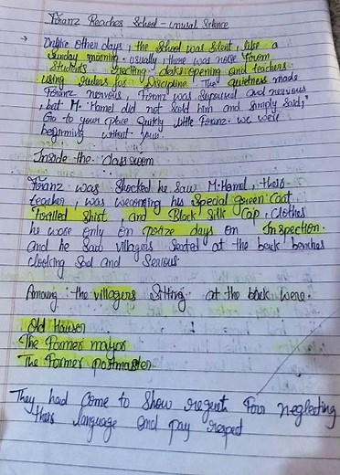 class 12 the last lesson Notes