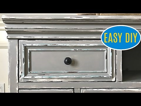DIY Distressed Gray Chalk Paint With Layered Paint and Stain - Before and After Furniture Makeover