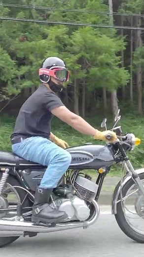 KAWASAKI 500SS マッハⅢ エグリマッハ ピーコックグレー 一文字ハンドル 走行動画 💛