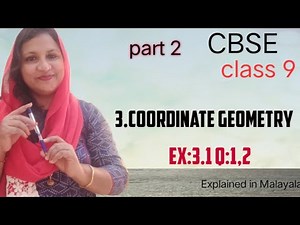 chapter 3 coordinate geometry ex:3.1 q:1,2 CBSE maths class 9 explained in Malayalam