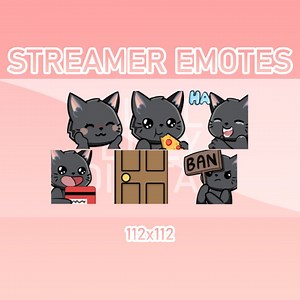 Animated Twitch, Discord and Kick Emotes - Animated Black Cat Pack #3 (set of 6) - Headpat / Pizza / LUL / Credit Card / Door / Ban Sign - Etsy