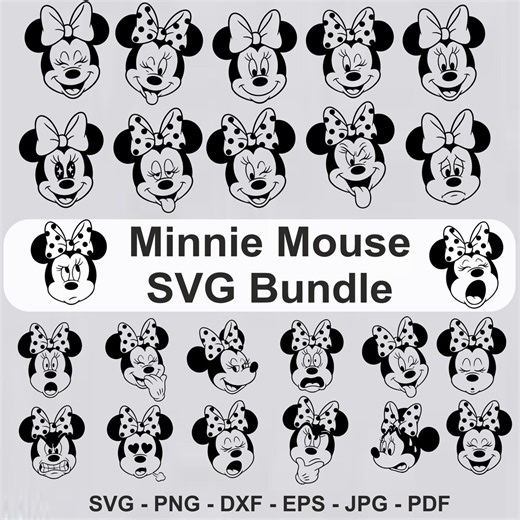 Minnie Mouse Head SVG Bundle, Cricut & Silhouette Files - Etsy