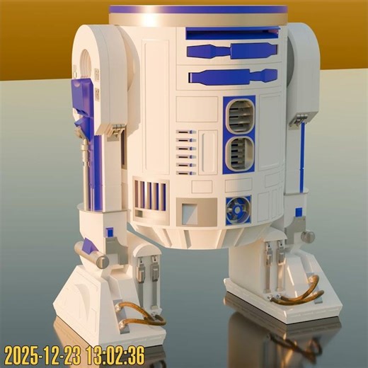 Work in progress #StarWars R2-D2 astromech in #Blender Part 3
