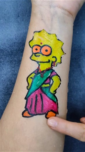Lisa Simpson Tattoo by floating pen art sticker #shorts #viralshorts #drawing #tattoo