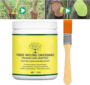 Tree Wound Sealer, Tree Pruning Sealer, Tree Grafting Supplies, Tree Wound Sealer Healing Paste, Bonsai Cut Paste, Pruning Sealer And Tree Wound Dressing for Trees, Shrubs, Roses (1Pcs*100g +1*Brush)