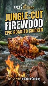 Jungle chicken cooking by the river 🌿🔥 Fresh firewood, natural vibes & flavor you can’t resist 🍗