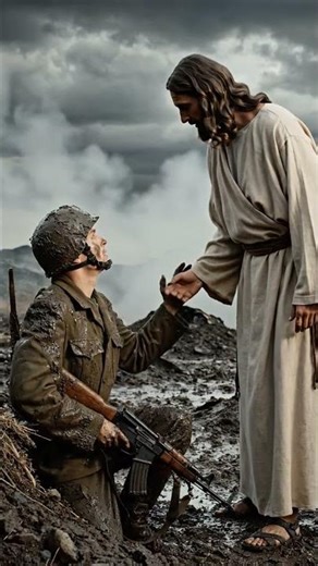 Jesus on the Battlefield with Soilder 🧔❤️✝️🙏🧑‍✈️#jesus #jesuschrist #jesussaves #god #godisgood