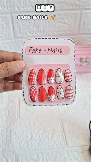 Diy fake cute nails 💅 #diy #design #handmade #craftidea #nailart #fakenails #trending
