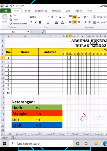 Cara membuat absen warna otomatis di Microsoft Excel #tutorial #tutorialexcel #tutorialmicrosoftexcel #fpy #absenotomatis