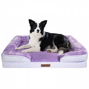 BELLA & PAL Orthopedic Dog Bed for Large Medium Dogs – No Assembly Needed, Egg-Crate Foam Dog Couch with Waterproof Liner, Washable Removable Cover, Non-Slip, 36"x27"x6.5", Purple - Walmart.com