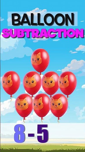 Balloon Subtraction: 8 − 5 = ...?🎈 Easy Counting for Kids