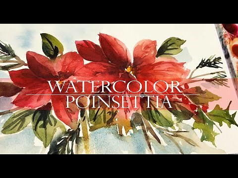 Watercolor Painting For Beginners /Loose Christmas Poinsettia Tutorial /Techniques #watercolor