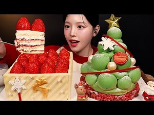Christmas Special! Strawberry Cake & Pistachio Desserts Mukbang ASMR