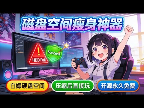 Windows 磁盘瘦身，不用买新硬盘，游戏软件一键白嫖空间工具箱#游戏瘦身#硬盘空间清理#SSD优化#CompactGUI#磁盘透明压缩#使命召唤瘦身#方舟瘦身#Windows优化#系统提速