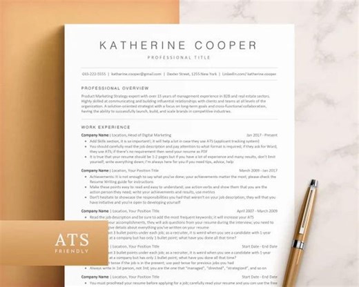 ATS Friendly Resume Template Word, Pages, Google Docs, ATS Resume, ATS Cv Resume Template, Minimalist Resume, Simple Resume, Basic Resume - Etsy