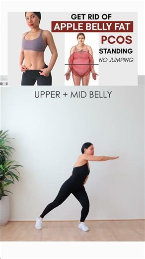 Lose apple belly fat (PCOS) upper & mid belly, 10 Min full length routine link below