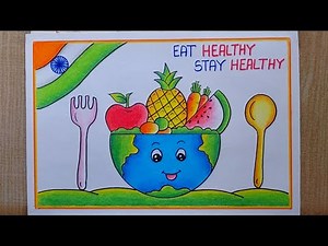 National Nutrition Week Poster drawing| World Food Day drawing| Healthy Diet chart Drawing|Food chat