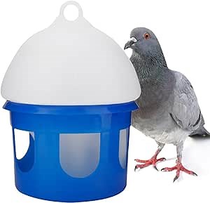Automatic Large Capacity Bird Pigeon Feeder Water Dispenser Waterer for Pigeon Birds Watering, 2L, Blue