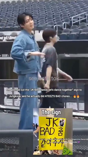 "JK BAD dance, let's dance together" and he actually did ATEEZ'S BAD choreo... 🔥🔥