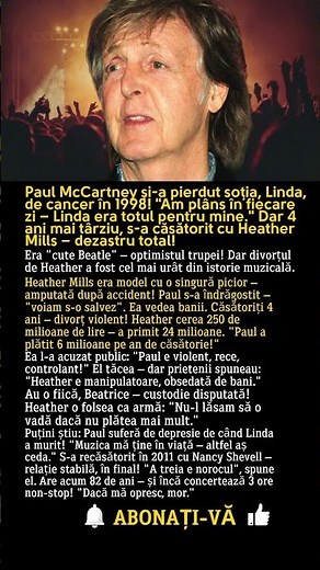 PAUL McCARTNEY: Bărbatul care și-a pierdut soția de cancer – și s-a recăsătorit prost