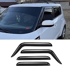 94367 Sunproof Waterproof Side Window Wind Deflector, 4pcs Protective Replacements Rain Guards Set, Window Visor fit for 2014-2019 Kia Soul