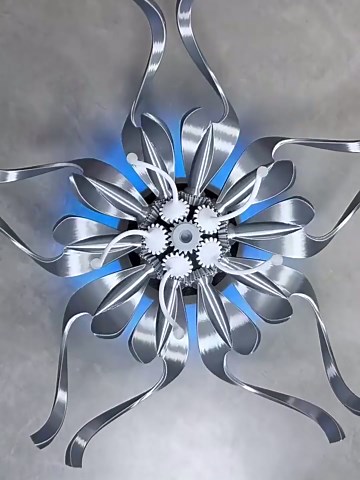 Preservative Mechanical Flowers for Desktop with RGB Lighting; Visual Art Flowers, with Remote Control, 35 * 35cm Silver Flower, for Birthday Gifts, Desktop Ornaments, Room Decorations