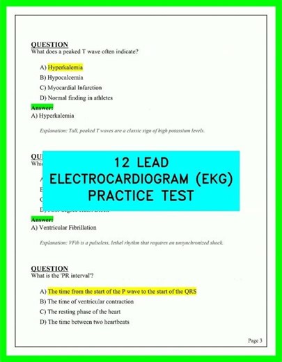 12 LEAD ELECTROCARDIOGRAM EKG PRACTICE TEST VIDEO | PRACTICE QUESTIONS AND ANSWERS EXAM PREP 2026.