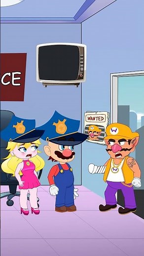 Will Wario be able to escape the warrant issued by police officer Mario and Peach? #shorts #mario