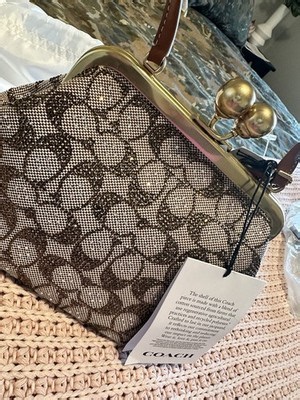 Coach Kisslock Frame Bag 16 Crystal Signature Jacquard CCC53 - Includes Receipt | eBay