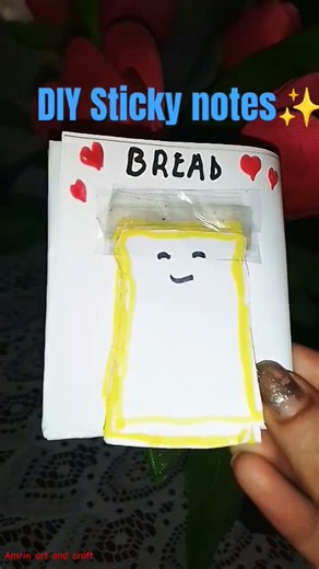 DIY Bread🍞 sticky notes with paper and tape easy #youtubeshorts #easycraft #amrinartandcraft #shorts