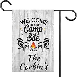 J&D's Everyday Needs Personalized Camping Flag – Welcome to our Campsite, Custom Double-Sided Outdoor RV Campsite Decor, 12x18 Garden Flag for Campers, Washable, Heat-Pressed, Weather-Resistant