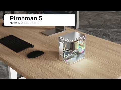 Pironman 5 NVMe M.2 SSD PCIe Mini PC Case for Raspberry Pi 5 with Tower Cooler+Dual RGB Fa