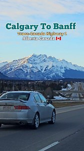 Calgary To Banff Scenic Drive through snow-covered Canadian Rockies. Trans-Canada Highway westbound Canmore. . . . . #winterdriving #banffnationalpark #alberta #canada #Canmore #banff #winter #mountains #mountainview #rockies #travel | Calgary Connections