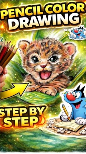Cute Tiger Drawing 🐯 | Pencil Color Tutorial ✏️ (Easy Steps)