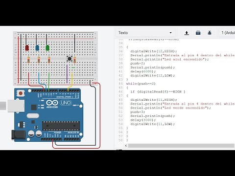 ENCENDER TRES LED CON UN BOTON PULSADOR