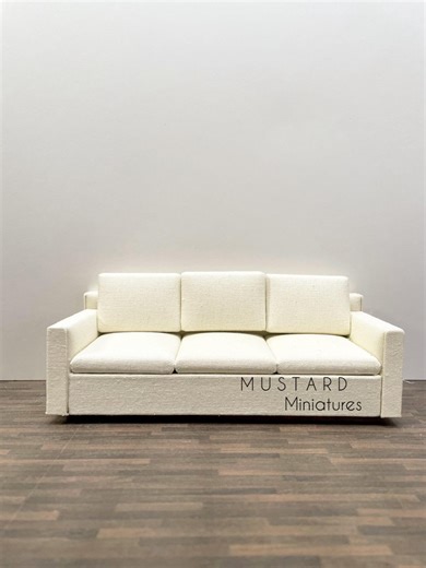 1:12 Scale Miniature Beige Sofa, Modern Dollhouse Couch - Etsy