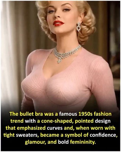 S.C.I.E.N.C.E on Instagram: "The bullet bra was a famous 1950s fashion trend with a cone-shaped, pointed design that emphasized curves and, when worn with tight sweaters, became a symbol of confidence, glamour, and bold femininity."